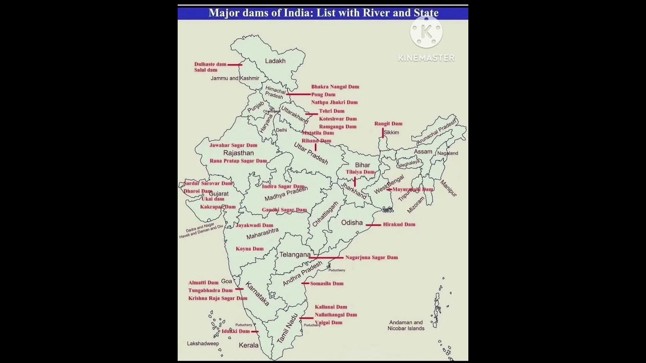 Major Dams of India🇮🇳: List with River and State......#maps #dam #state #river ...