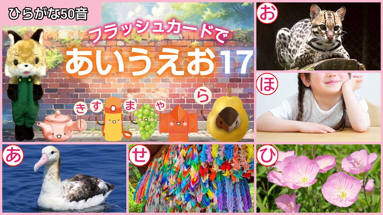 【フラッシュカード】ひらがな50音「フラッシュカードで♪あいうえお17」