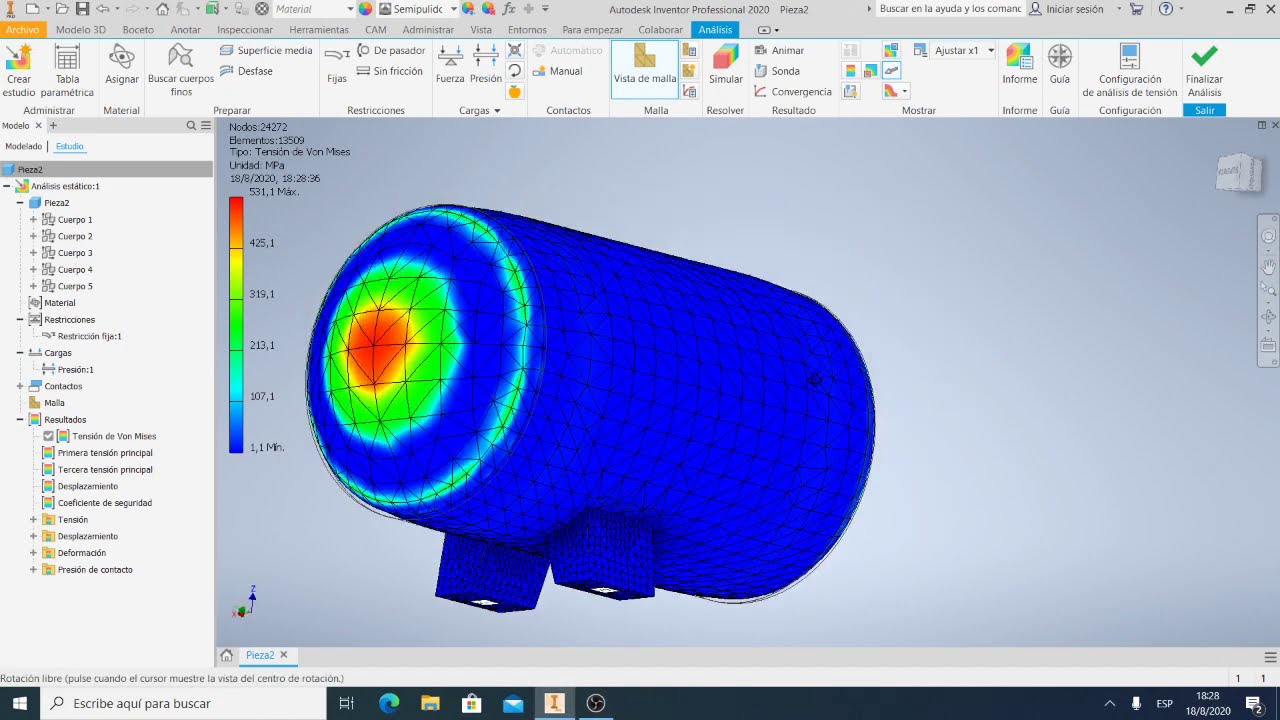 Tanque a presion en inventor