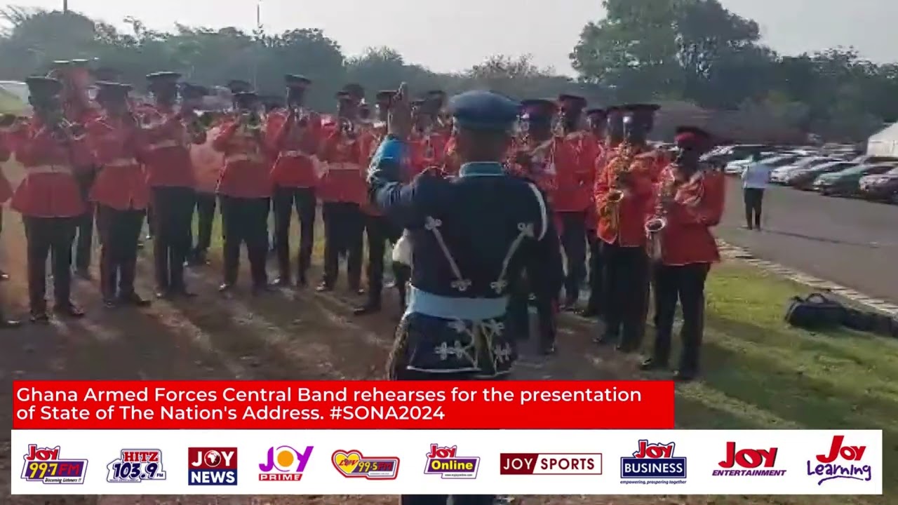 Ghana Armed Forces Central Band rehearses for the presentation of State of The Nation's Address