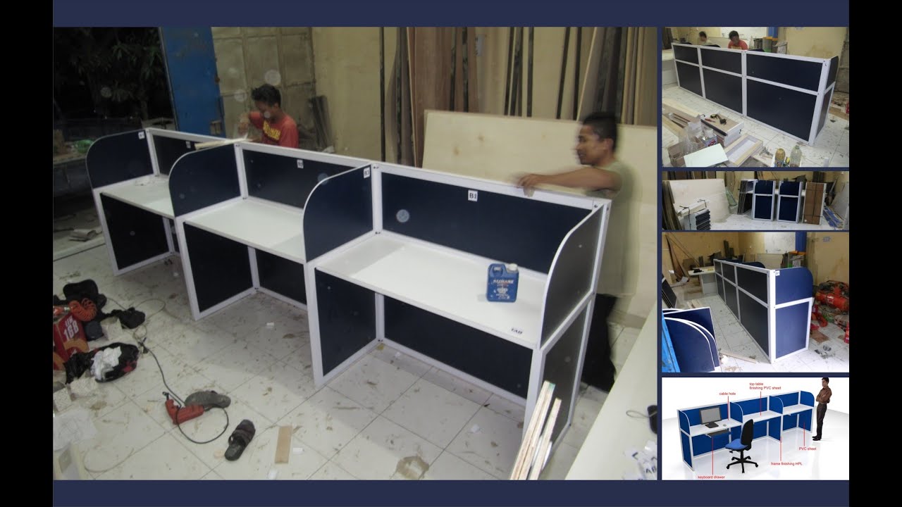 Meja Partisi Sekolah  Bongkar Pasang Warna Biru Panjang 1,2 Meter