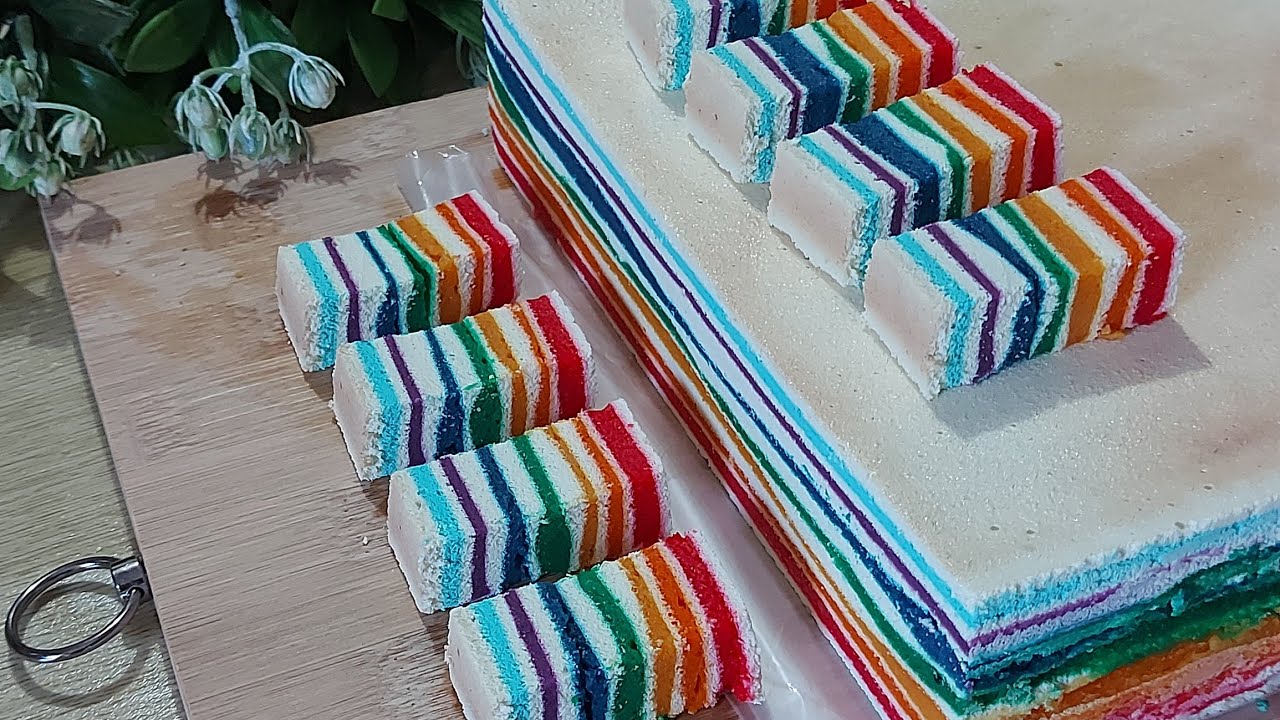 Kek Lapis Mudah - Kek Lapis Rainbow Cheese