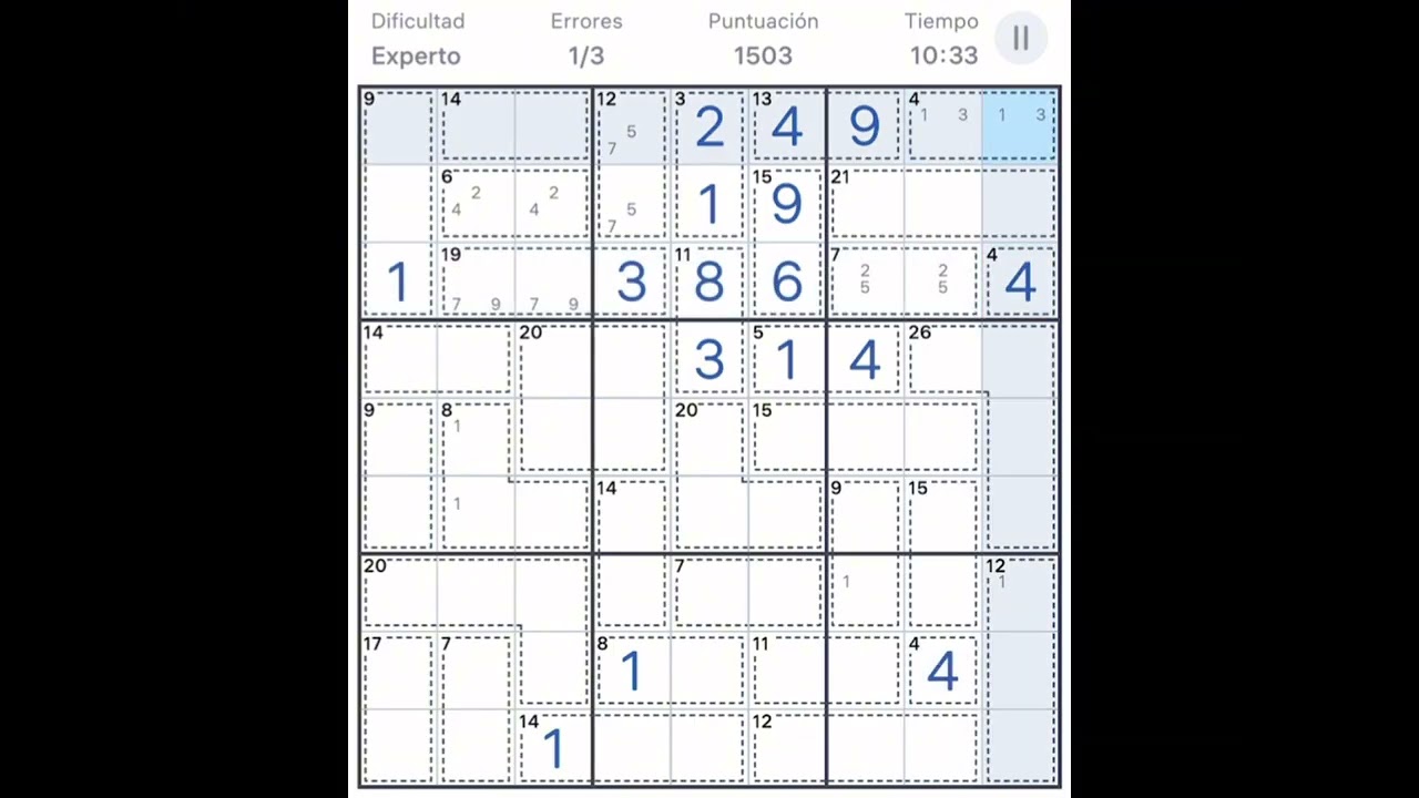 Killer Sudoku experto facilito y completo 