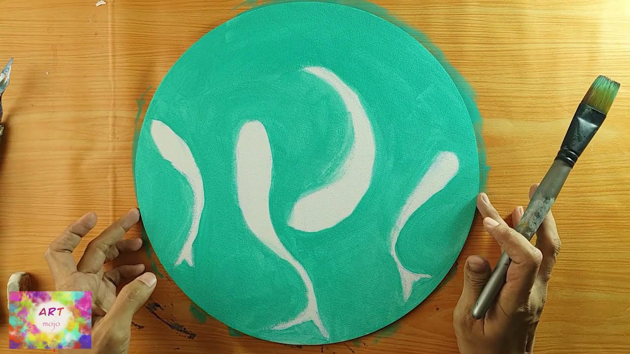 Koi Fish Painting painting | Palette knife painting | Round canvas painting ideas