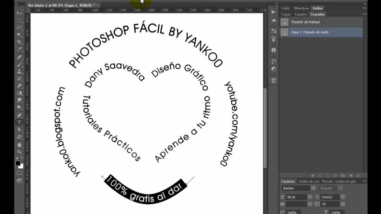 Texto en circulo y trazados Photoshop Fácil Yanko0