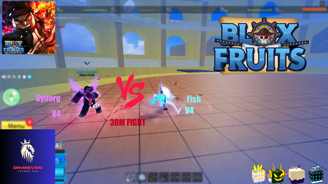 FISH V4 VS CYBORG V4 , 30M PVP BLOX FRUITS