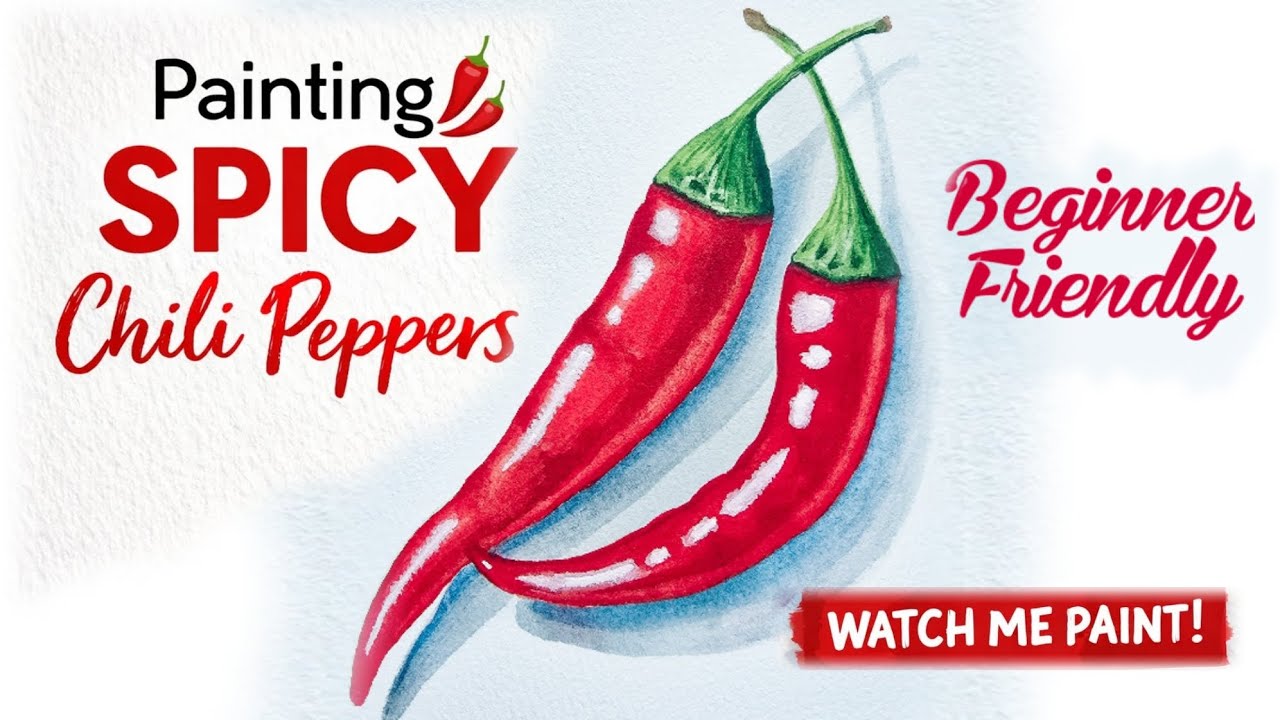 Easy Watercolor Chili Peppers 🌶️ | Step-by-Step for Beginners