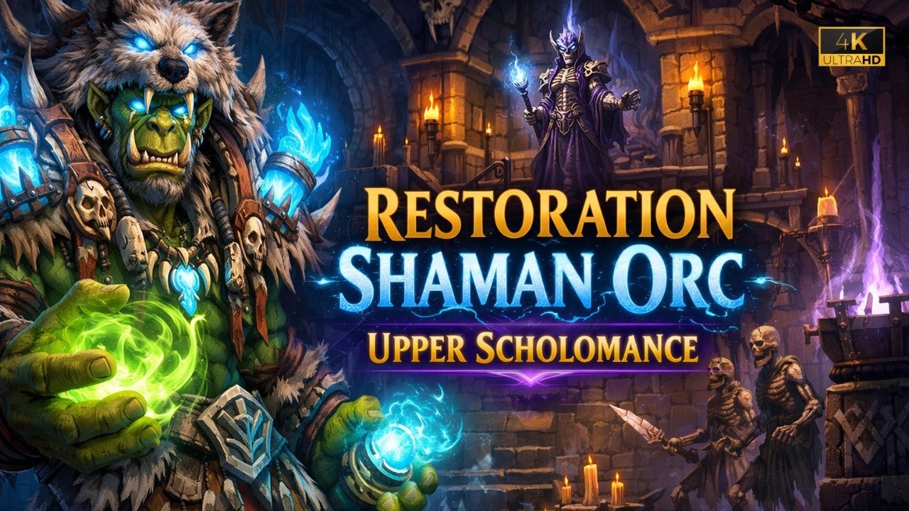 Upper Scholomance Mythic +8 on Bronzebeard Classic+ | Resto Shaman Gameplay [Ascension WoW]