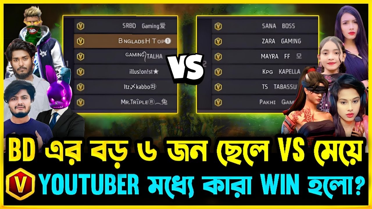 বাংলাদেশের জনপ্রিয় ৬ জন ছেলে ইউটিউবার এর সাথে ৬ জন মেয়ে ইউটিউবারের লড়াই 😮 কারা Win হলো😮Boys vs Girls