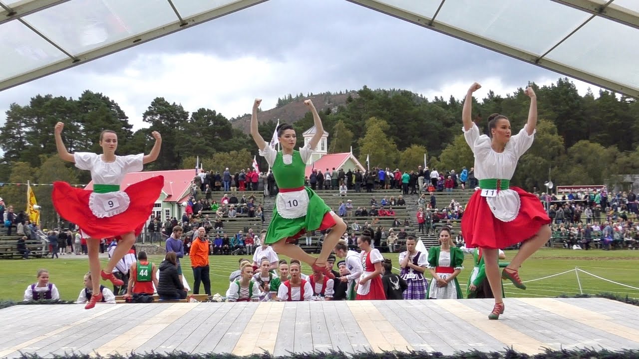 Irish Jig Highland Dance heats during the 2018 Braemar Gathering Highland Games in Scotland