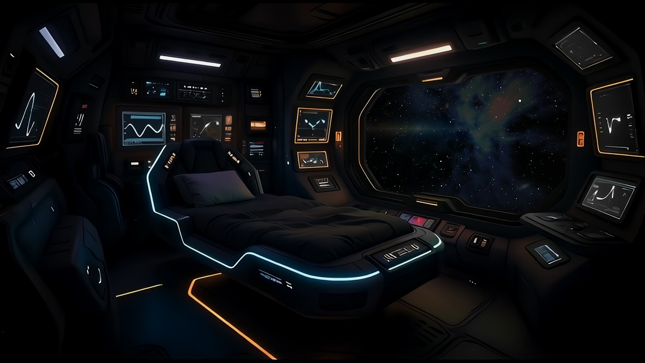Starship Sleeping Quarters | Space Engine Sleep Sounds, Deep White Noise Ambience | 10 Hours