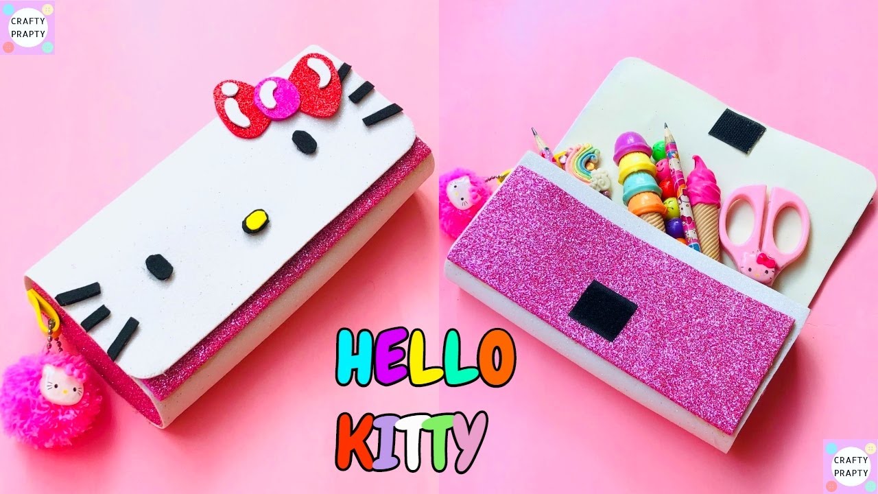 DIY Hello Kitty Pencil Case/Hello kitty Pouch/School supplies/Hello Kitty Stationery/DIY Make-up bag