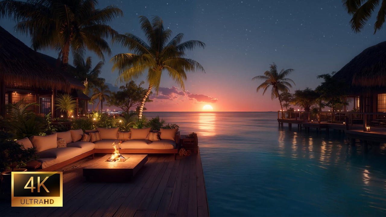 Sleep Peacefully Tonight | Soft Beach Waves & Campfire Sounds