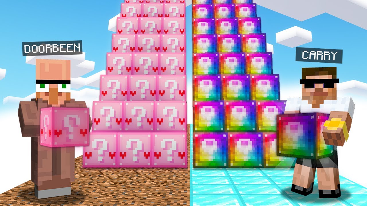 Dirt Lucky Block vs Rainbow Lucky Block in Minecraft..