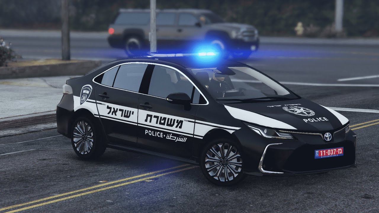 ניידת סיור חדשה טויוטה קורולה שחורה משטרה 2022 משטרת ישראל זמין להורדה GTA V Toyota Corolla ELS