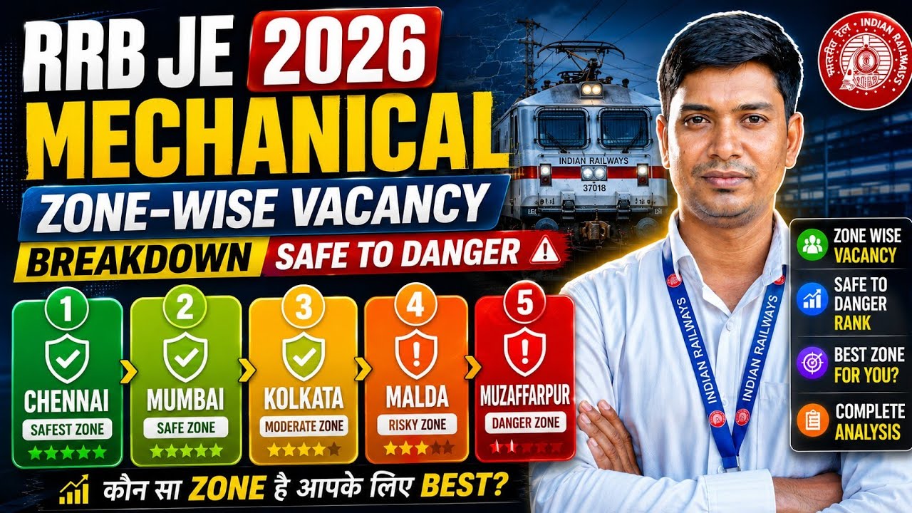 RRB JE 2026 Mechanical Zone Wise Vacancy 🔥 SAFE to DANGER Zone Ranking
