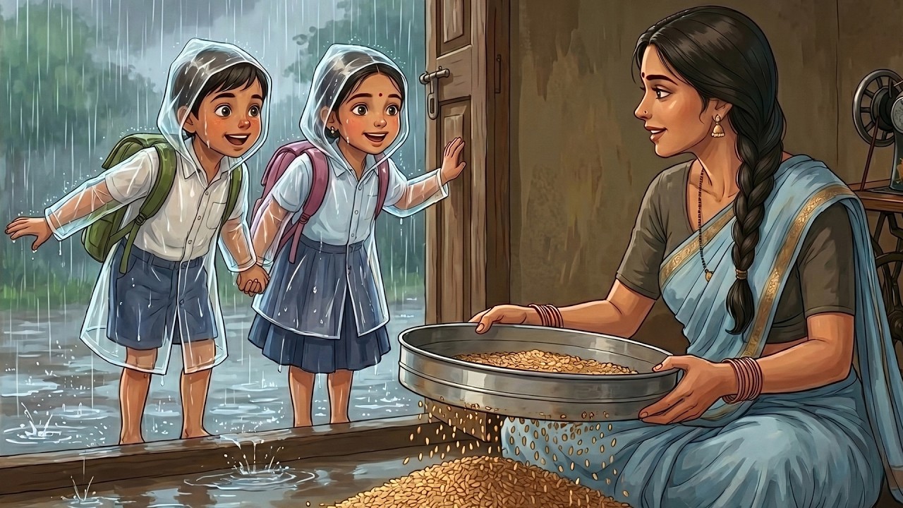 1990s Rainy Indian Village Life 🌧️ | A Cozy Day in a Village Mother&rsquo;s Routine | Ghibli Style ASMR