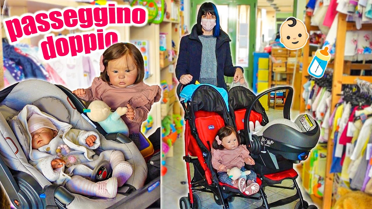 Mega Shopping con Matilde e la sorellina nel Passeggino Doppio 👶🏻👧🏻 | Reborn