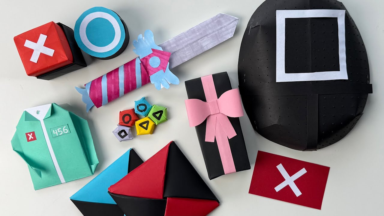 Squid Game DIY Mix - Best Accessories (Dddakji, Gonggi, Guard Mask, Voting Buttons, Jegi, Giftbox)