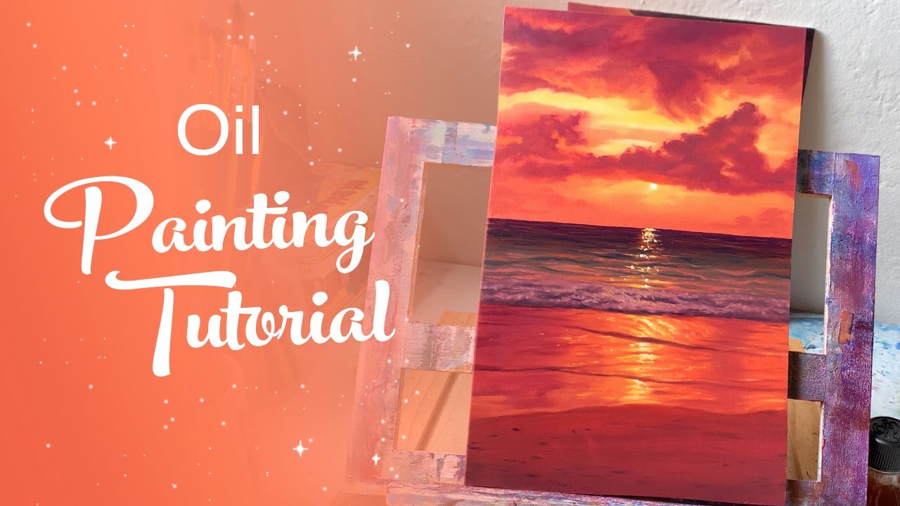 Oil Painting Tutorial - Sparkling Orange Ocean Sunset!