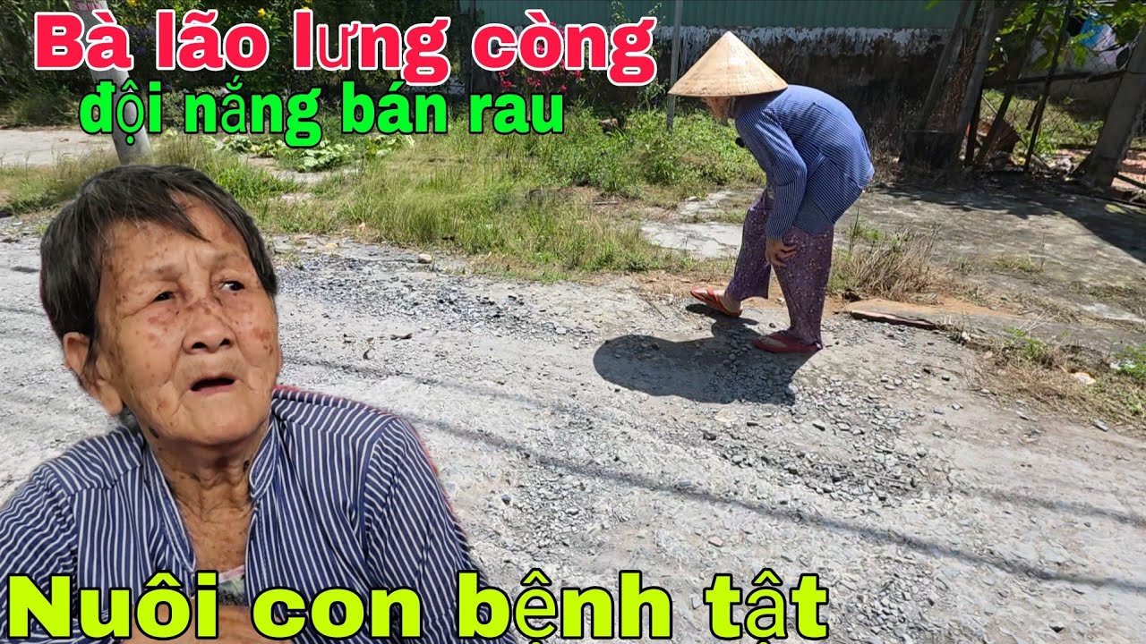 Bà lão lưng còng thức khuya dậy sớm đội nắng bán rau nuôi con k. hờ dại.Nghĩa Phước Vlog 