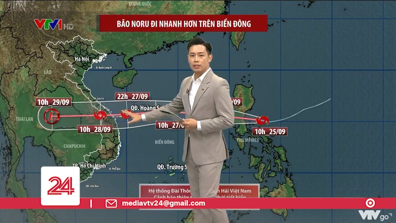 Chỉ hơn 1 ng&agrave;y nữa, b&atilde;o Noru sẽ ảnh hưởng đến đất liền nước ta | VTV24