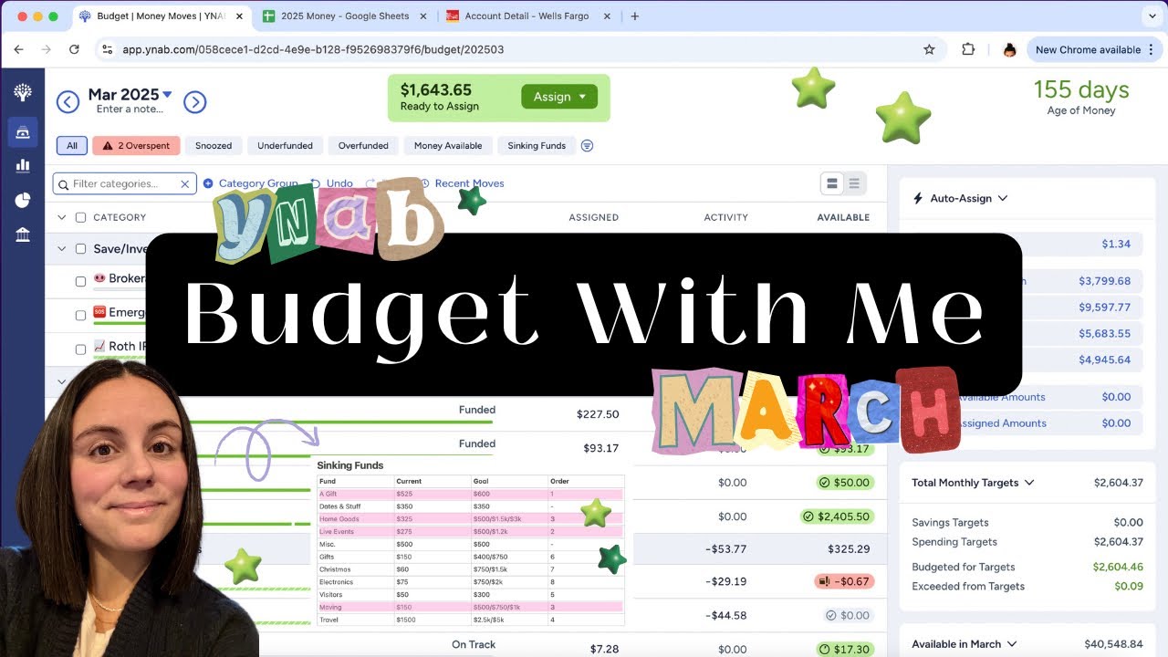YNAB Budget With Me | March 14, 2025 Paycheck | Sinking Fund Priorities