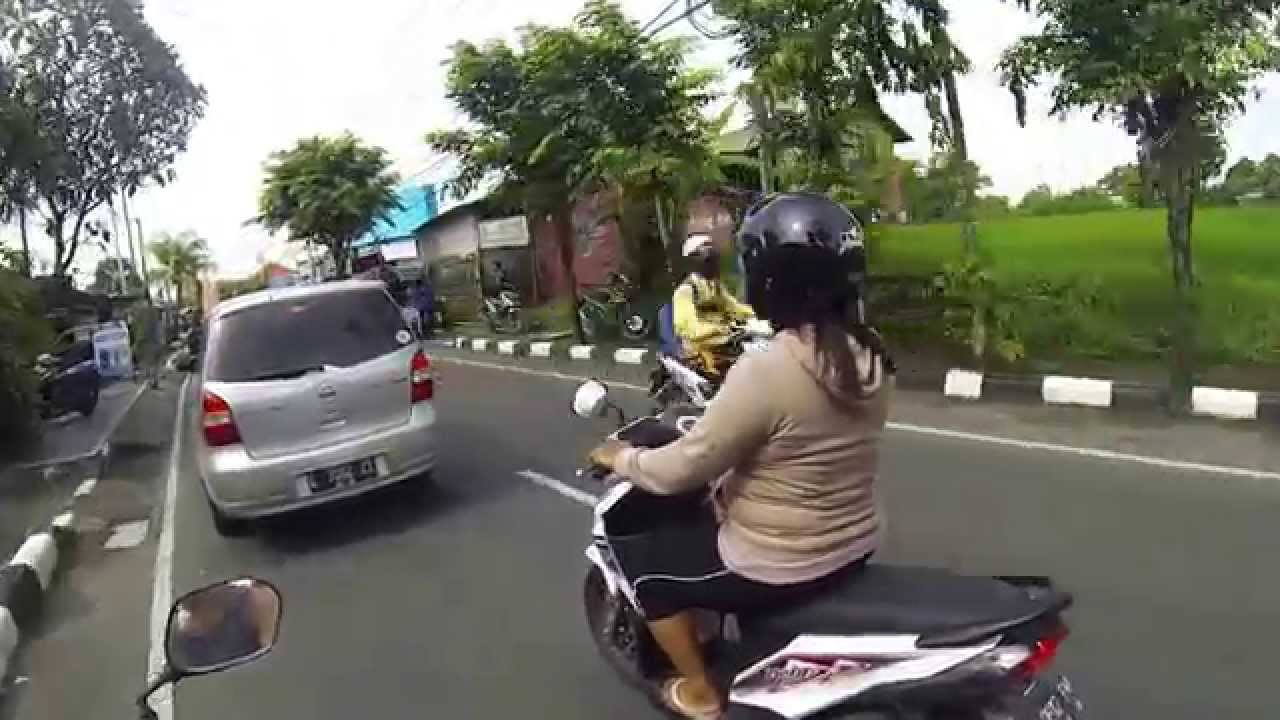 Indonesia: Bali. Road  from Kuta and Seminyak to Canggu/ gopro