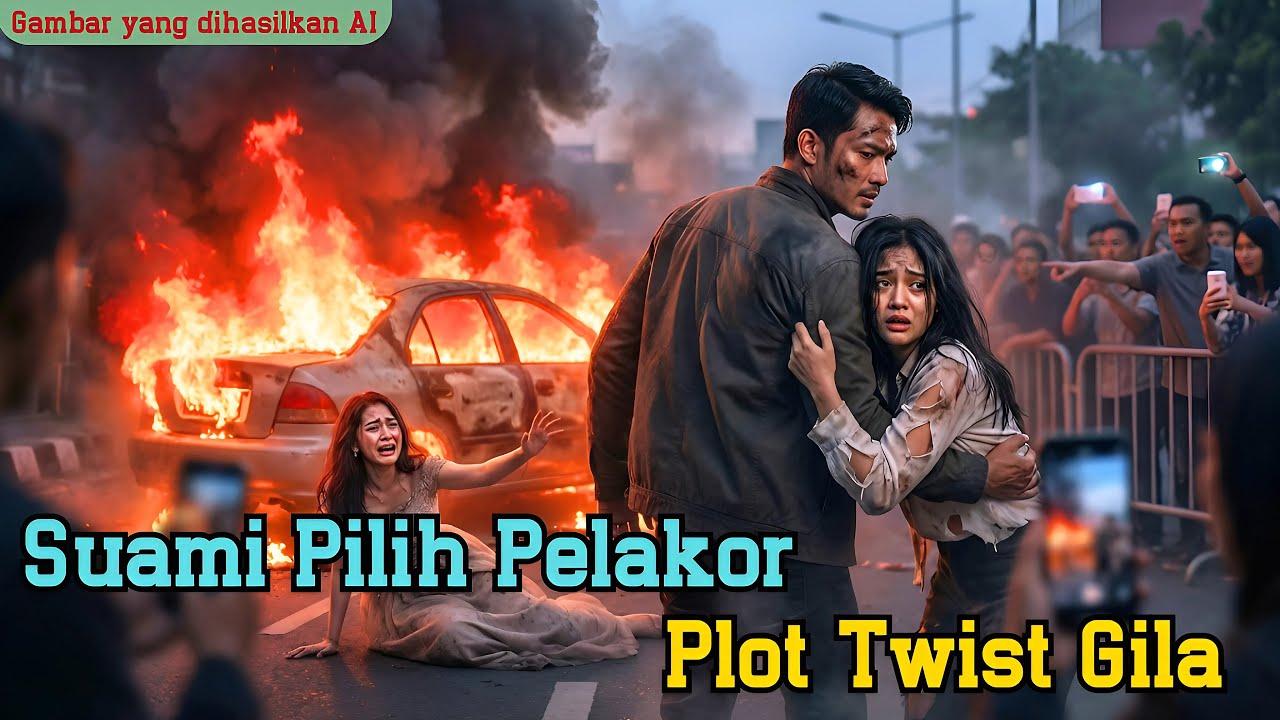 Mobil terbakar suami selamatkan pelakor… akhirnya istri keluar dari mobil miliarder!