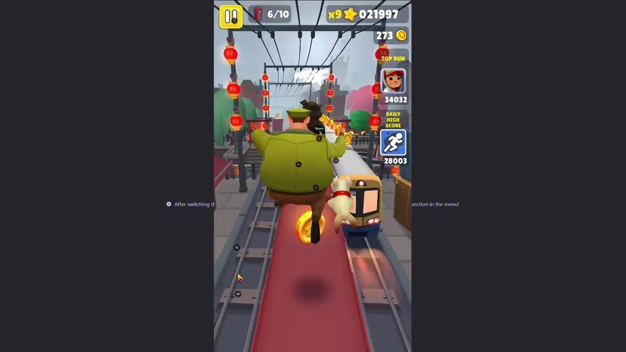 Playing Subway Surfer in my real account