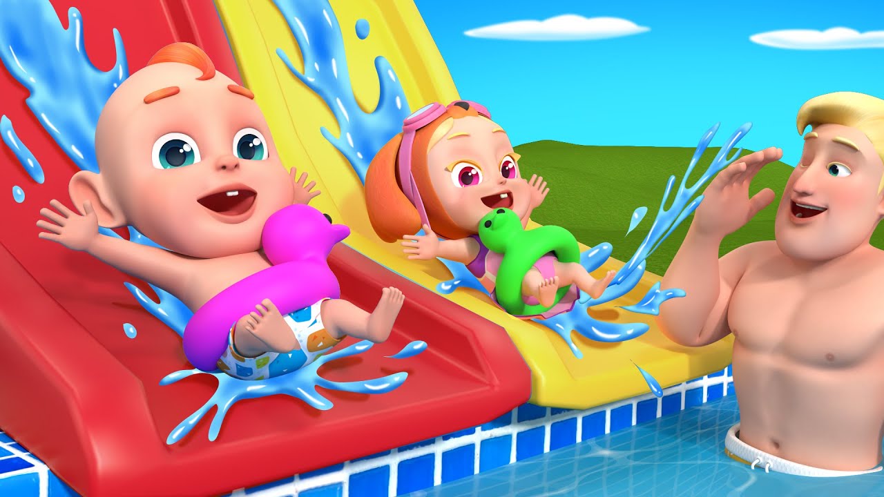 The First Time Swimming | Water Park Funtime | Rosoo Kindergarten Nursery Rhymes & Kids Songs