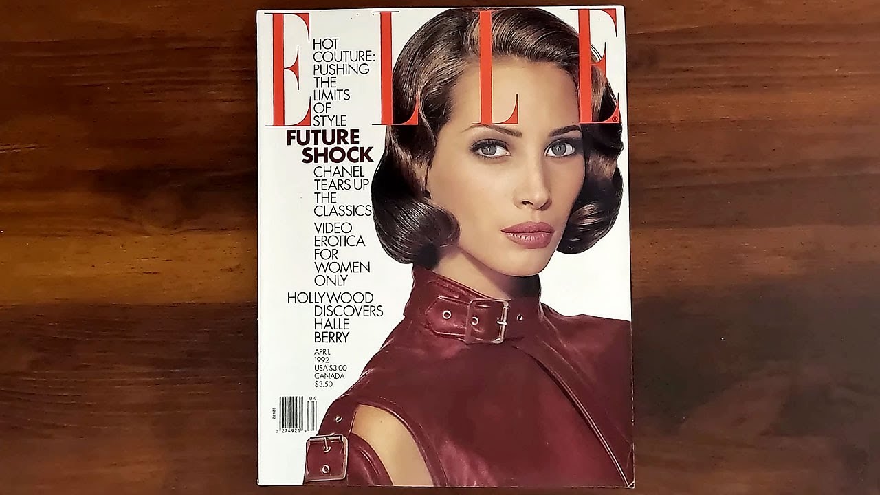 Elle April 1992 Christy Turlington, Halle Berry, Claudia Schiffer | ASMR Magazine Flip Through