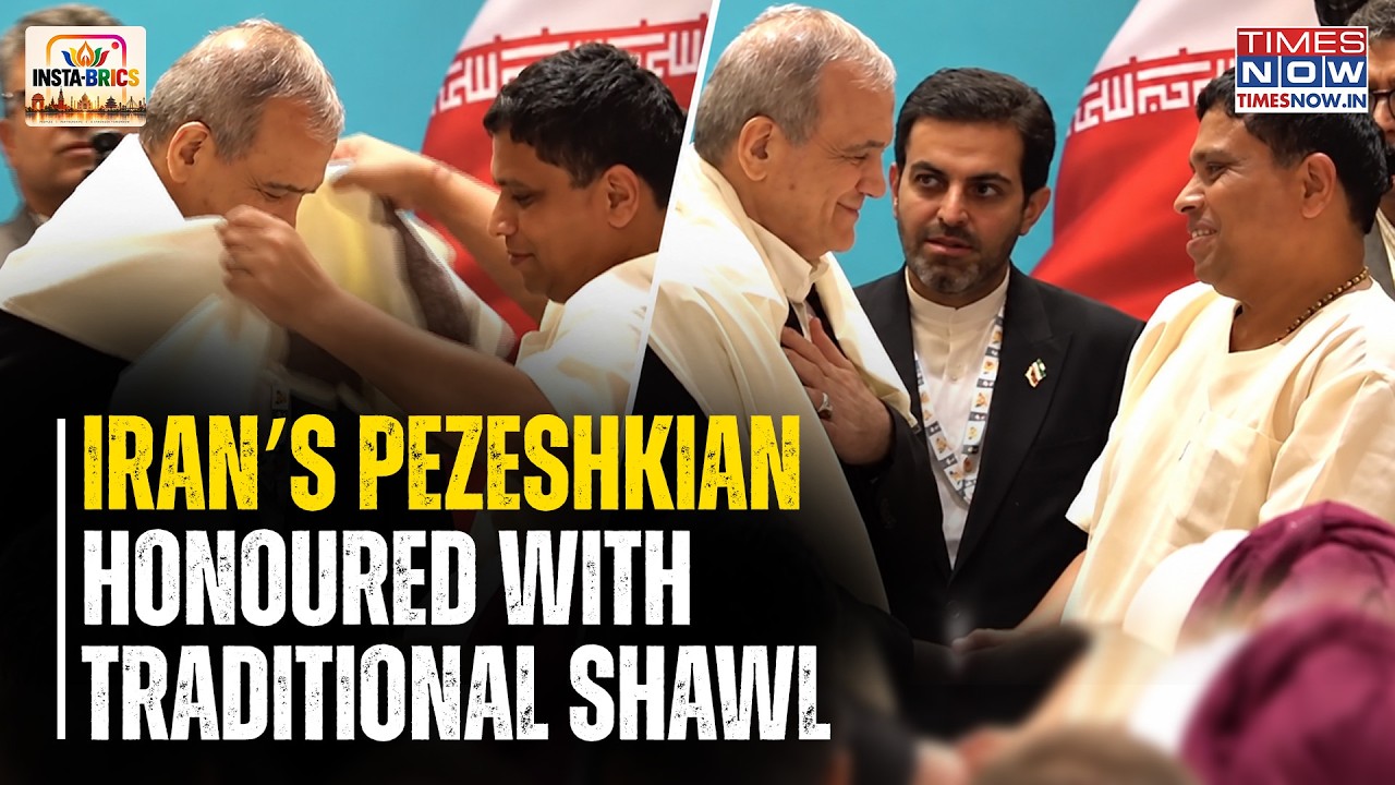 BRICS 2026: Iran President Masoud Pezeshkian Honoured With Traditional Shawl During India Visit
