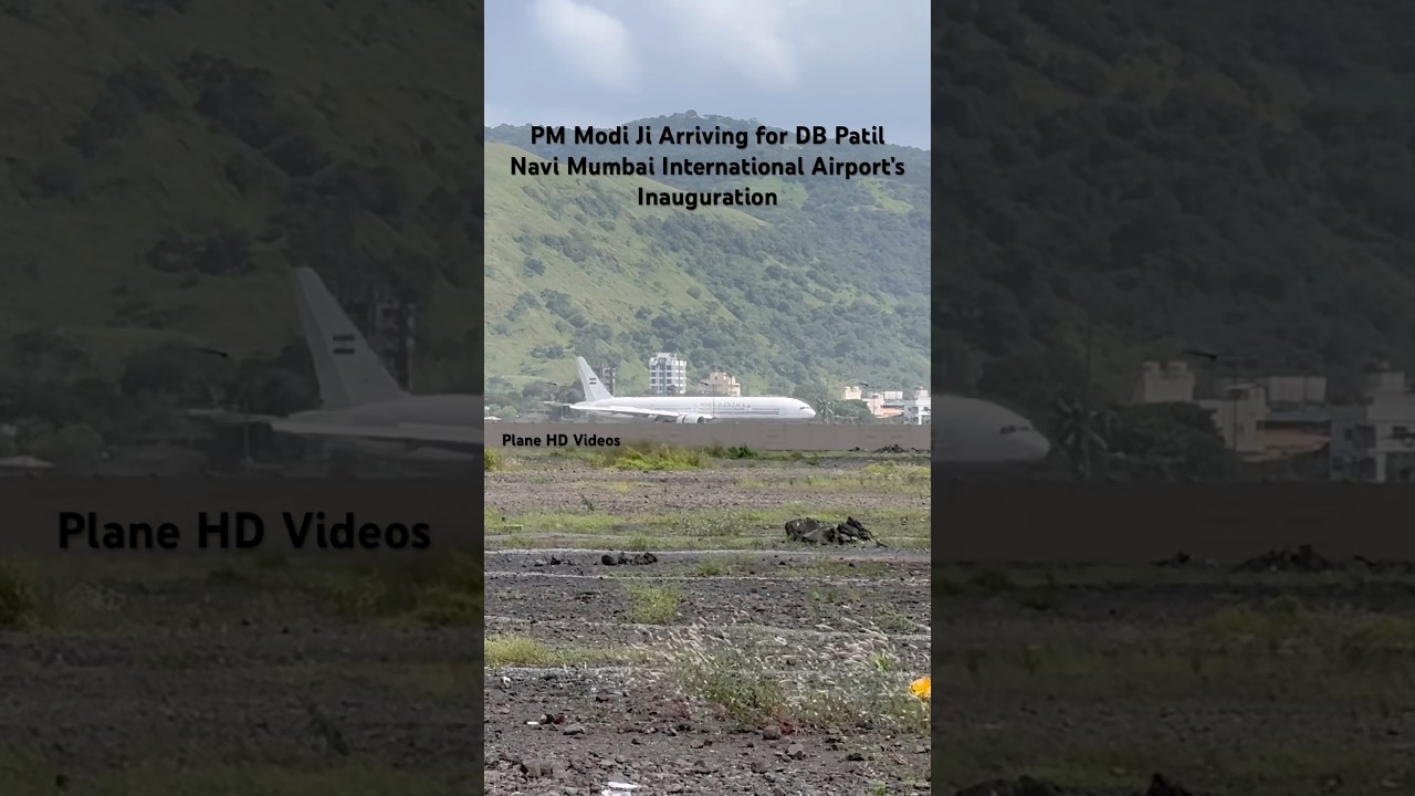 PM Modi Ji Plane Landing at Navi Mumbai Airport for Inauguration | #navimumbaiairport #b777 #modi