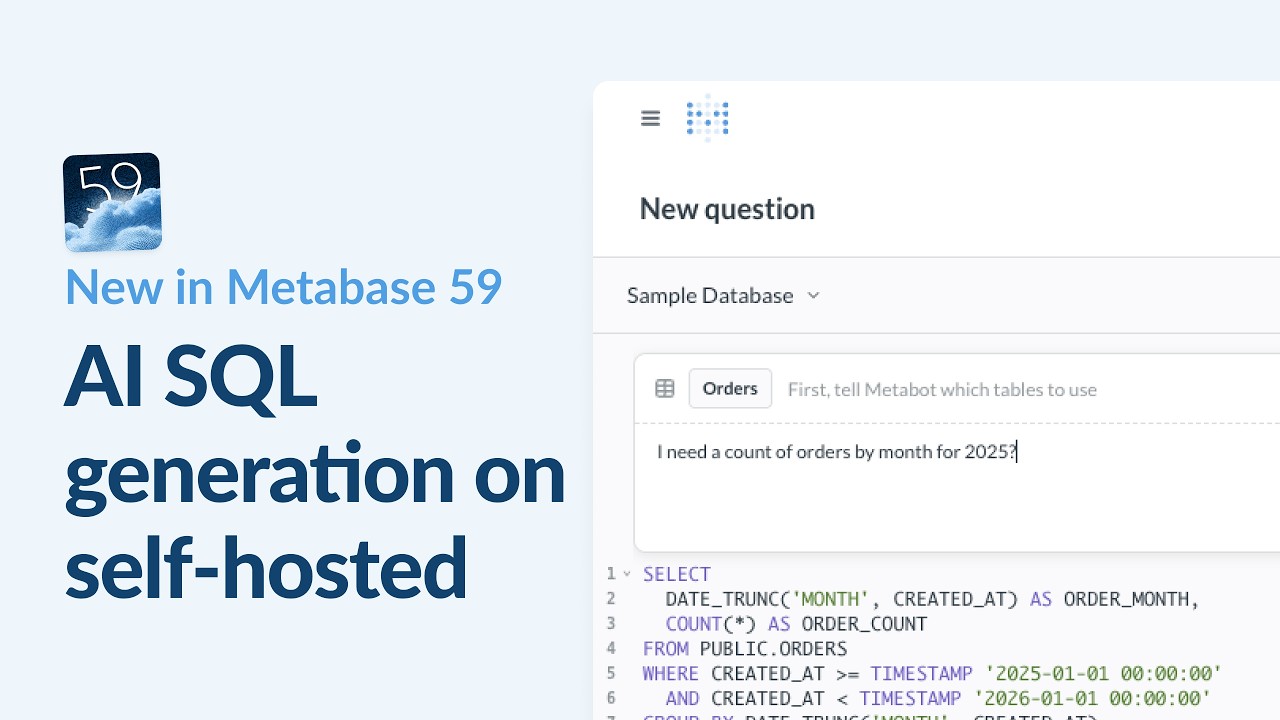 New in Metabase 59: AI SQL Generation in OSS