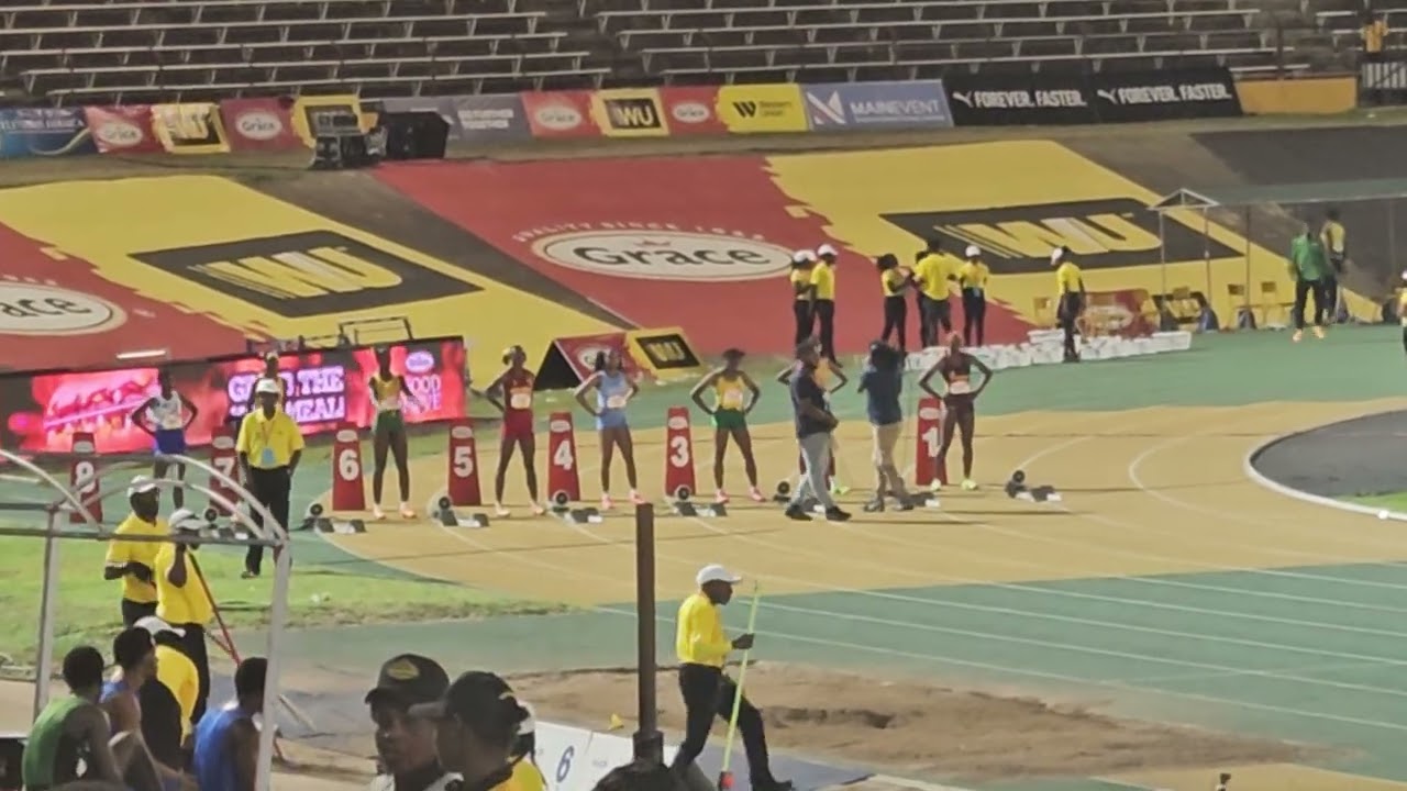 All 100M final at boys and girls champs 2026. 🇯🇲 🇯🇲 
