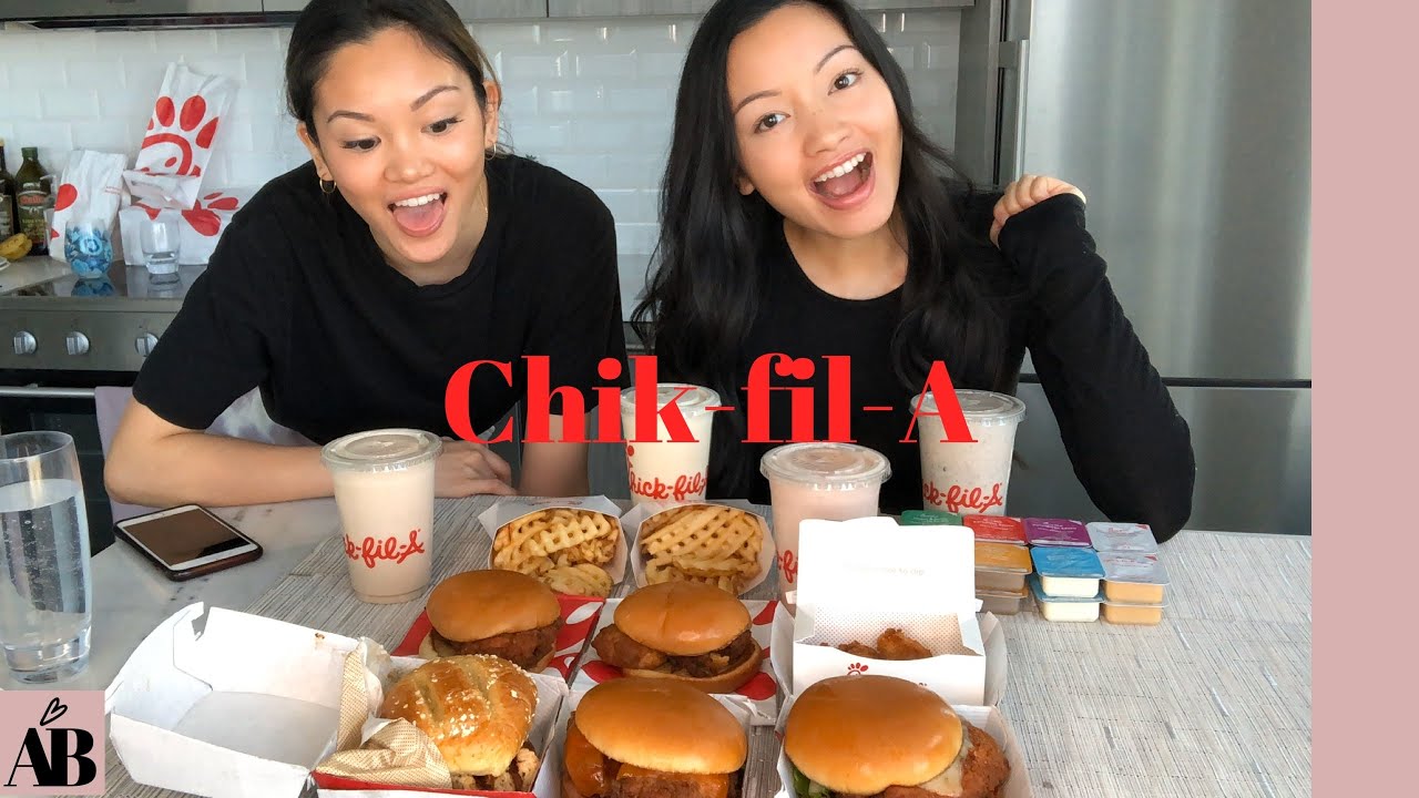 EATING EVERY SANDWICH & MILKSHAKE AT CHIK-FIL-A TORONTO | Quarantine Mukbang with my Sister