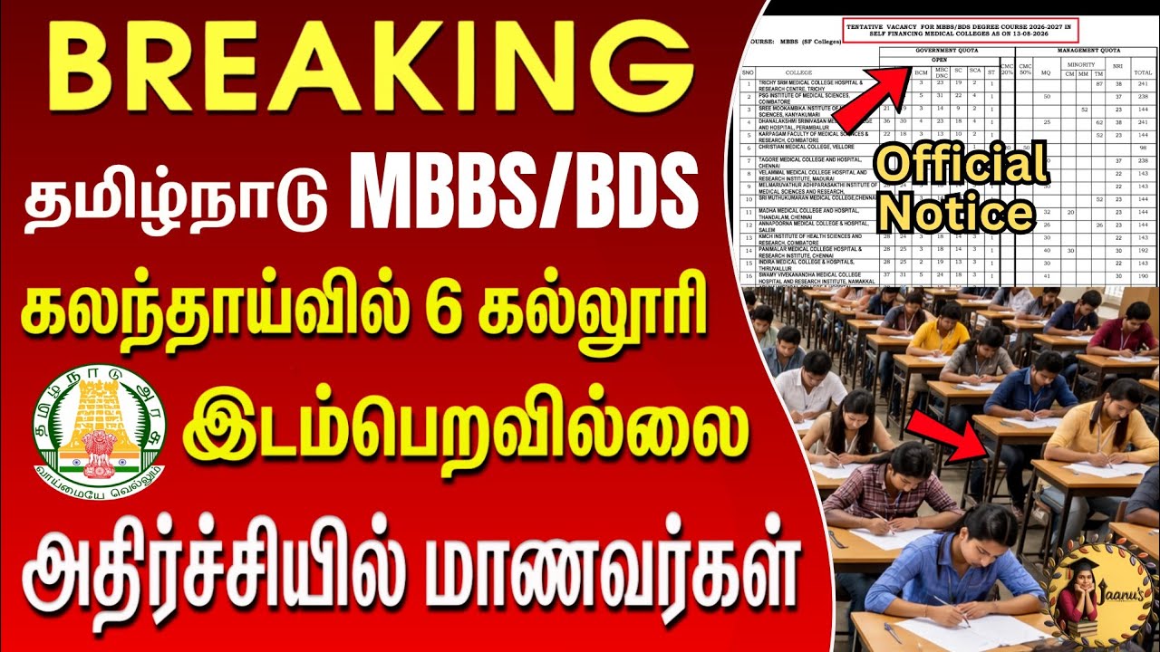 BREAKING: TN Medical Counselling 6 Colleges Not Participating😱 Official Notice✅
