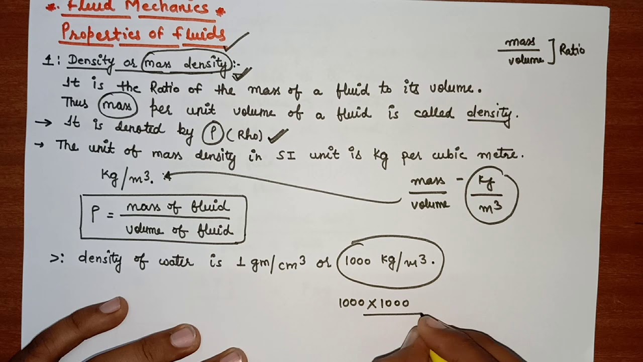 1. FLUID PROPERTIES || MASS DENSITY, WEIGHT DENSITY AND SPECIFIC GRAVITY