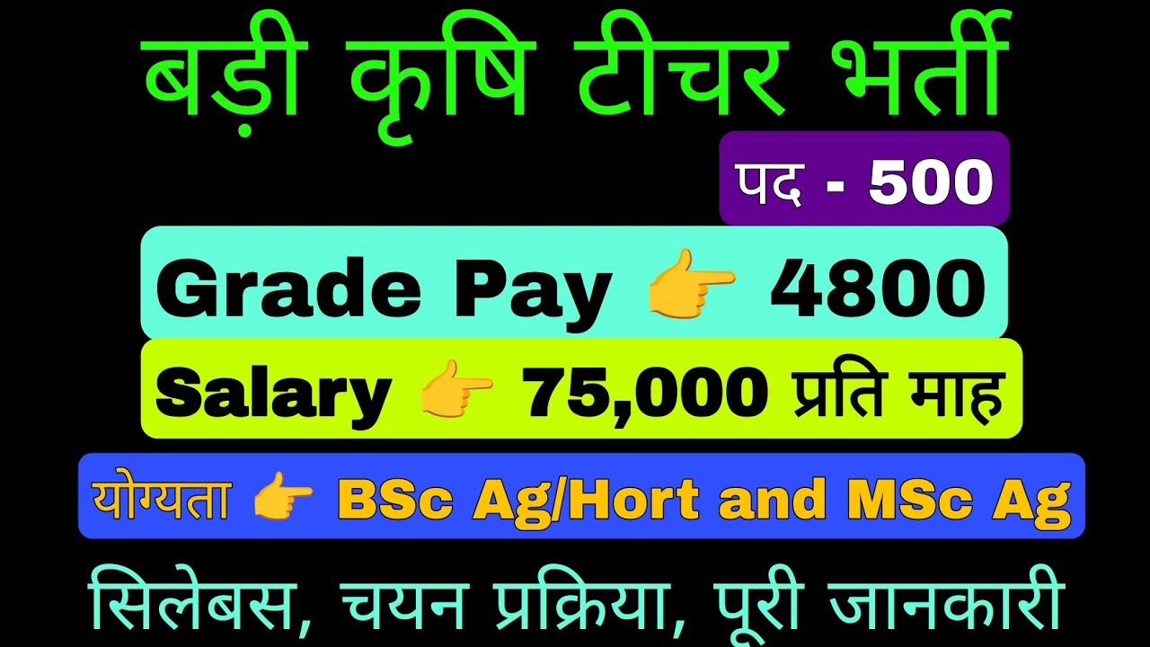 नई कृषि टीचर भर्ती विज्ञापन जारी Agriculture Teacher Vacancy Notification out full details video 