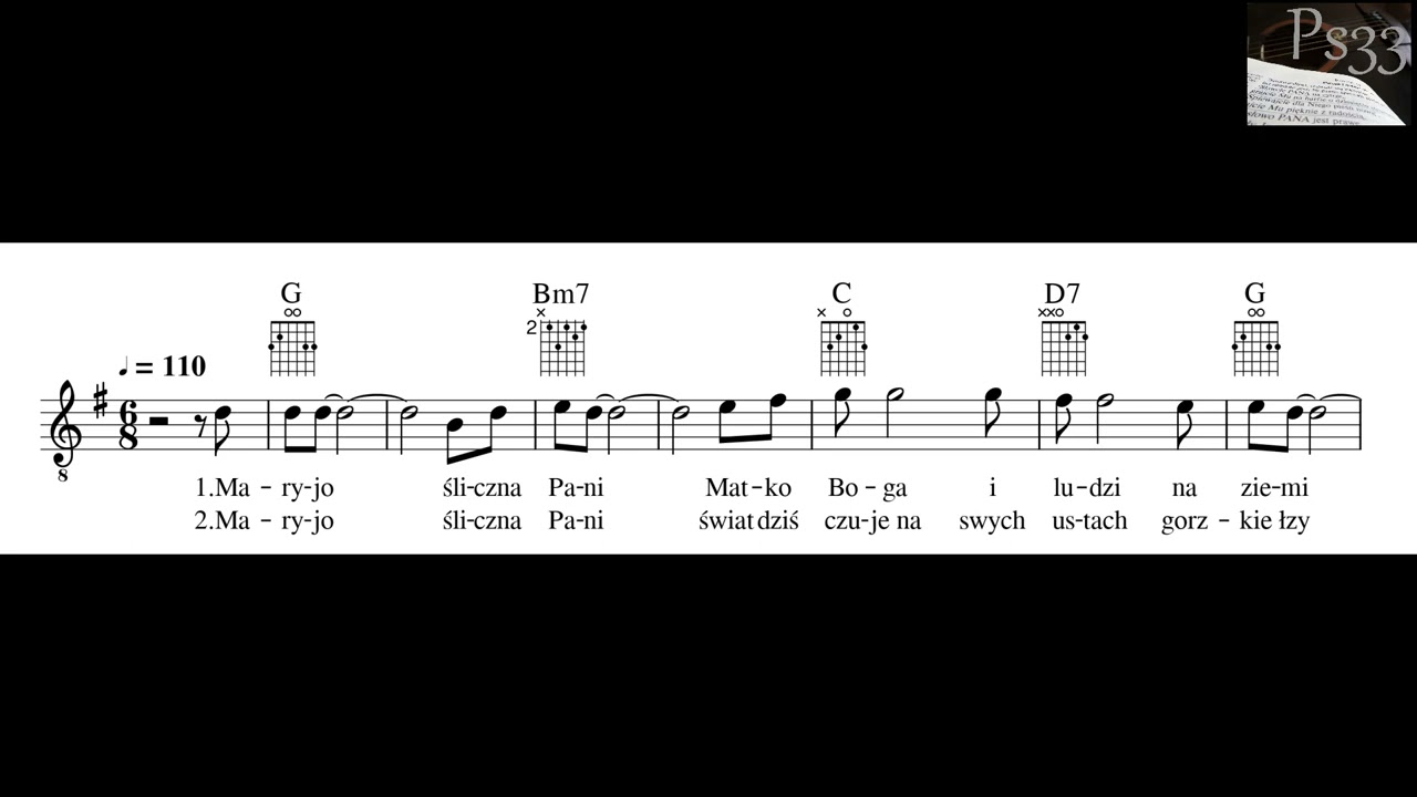 Maryjo śliczna Pani - nuty i akordy