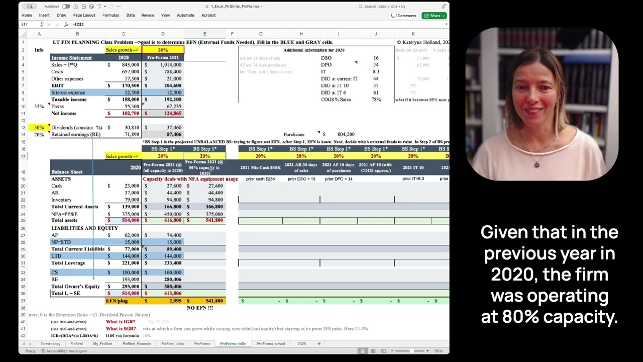 Financial Statements, Part 7. ProForma Example with Performance Metrics Variations).