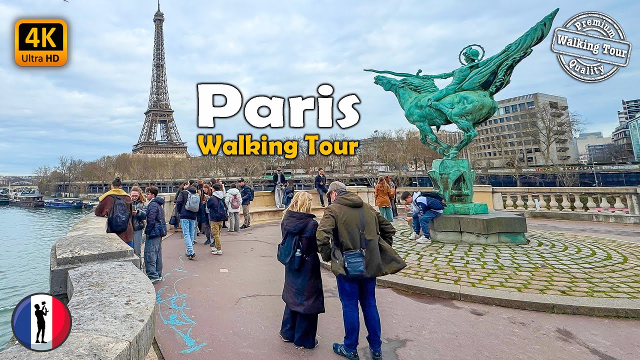 🇫🇷 Paris Walking Tour - Eiffel Tower, Seine River, Trocadéro, Arc de Triomphe - 4k60fps