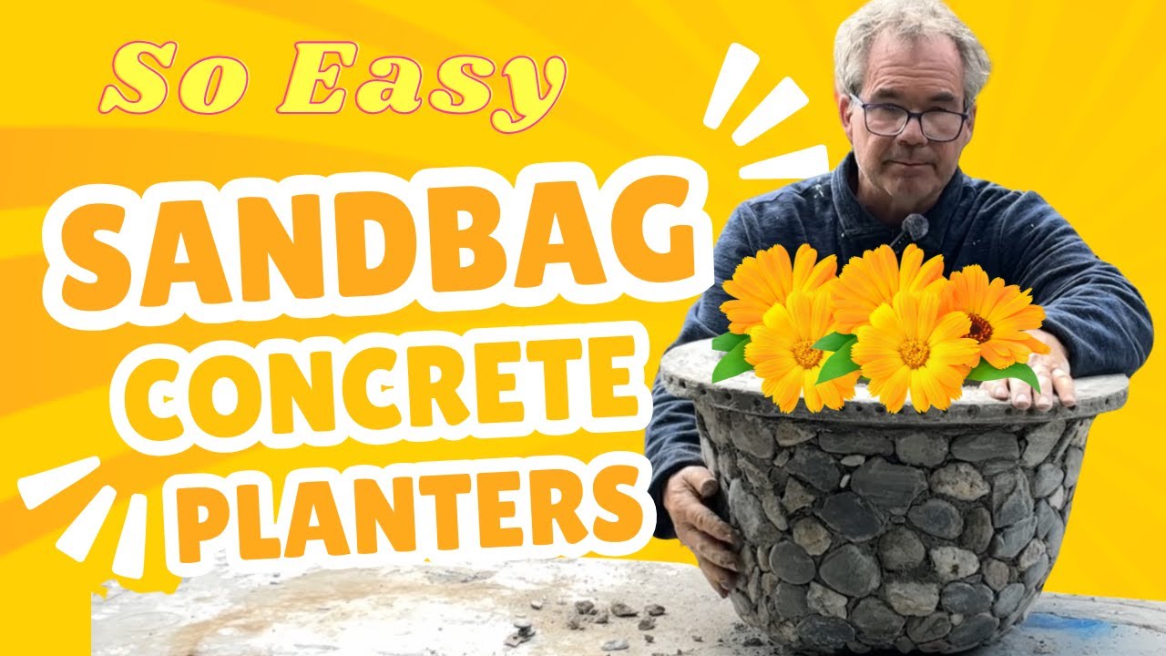 How I use ordinary sandbags to make concrete (cement) planters. Easy way to make beautiful planters!
