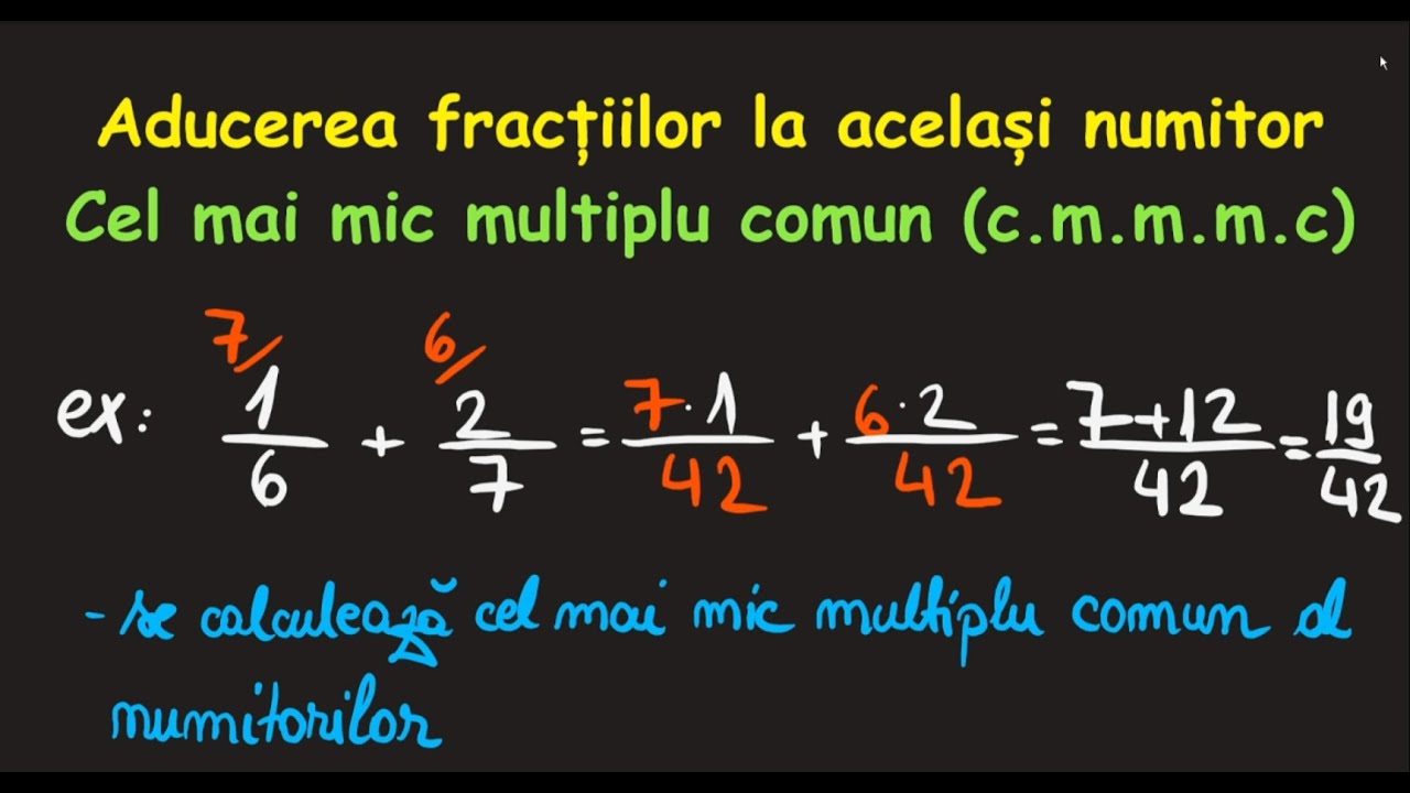 Aducerea fractiilor la numitor comun cmmmc cls 5 exercitii(Invata Matematica Usor-Meditatii Online)