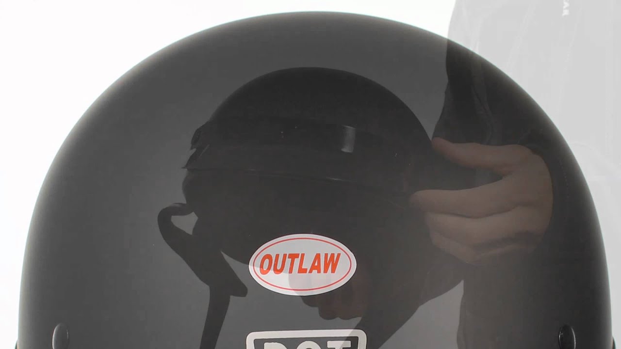 Outlaw T69 T70 Flat Black DOT Half Helmet at LeatherUp.com