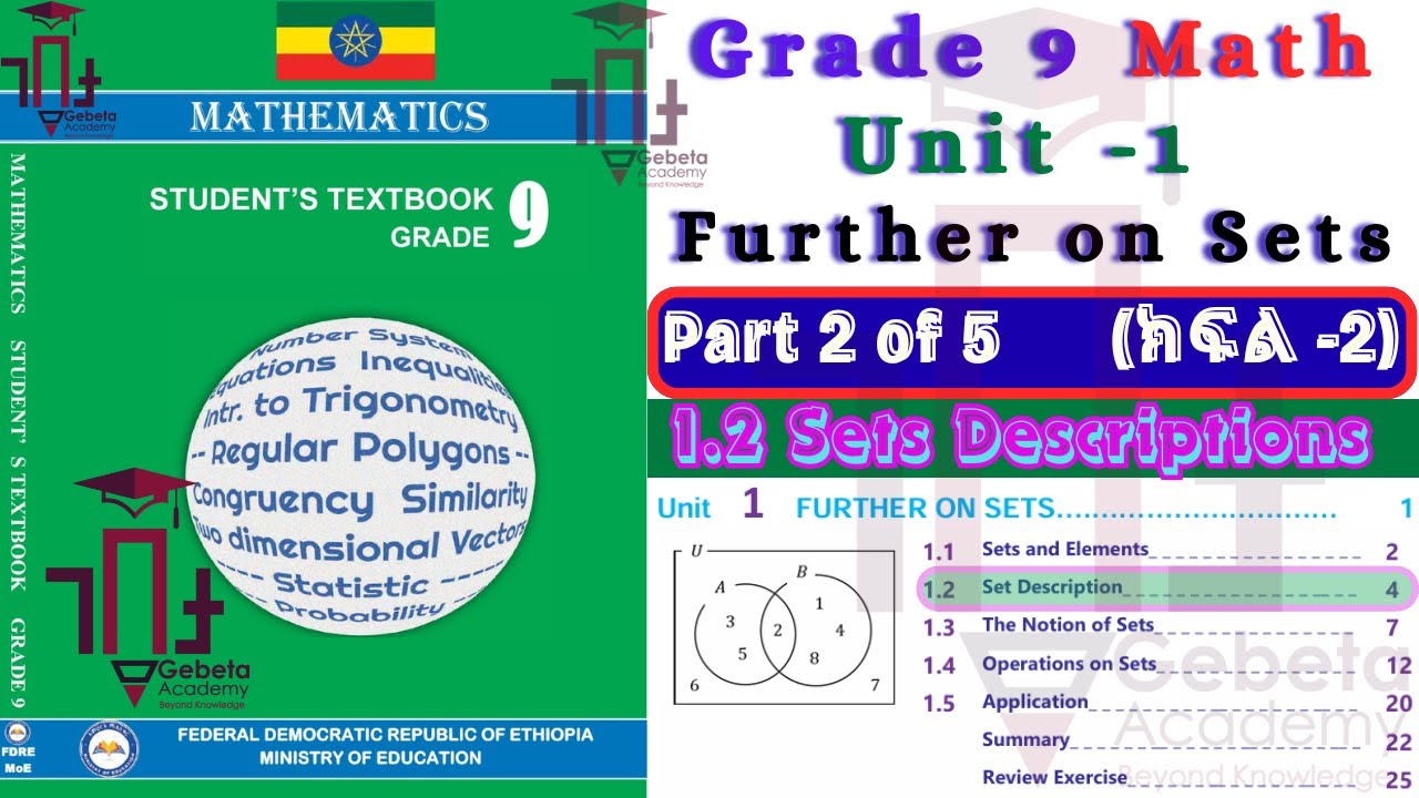 Grade 9 Mathematics Unit 1 Set Descriptions Verbal, Listing, Set Builder  Exercise 1 2 Answered