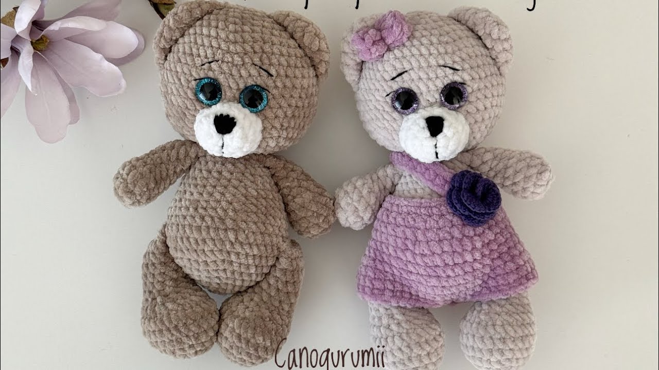 Amigurumi kolay ayıcık yapımı💜1/2 Eng Subtitle (leg,arm,ear,head,bacak,kol,kulak,kafa) #amigurumi