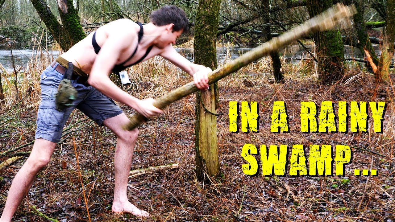 FIRE MAKING in the RAIN ~no clothes Survival Challenge