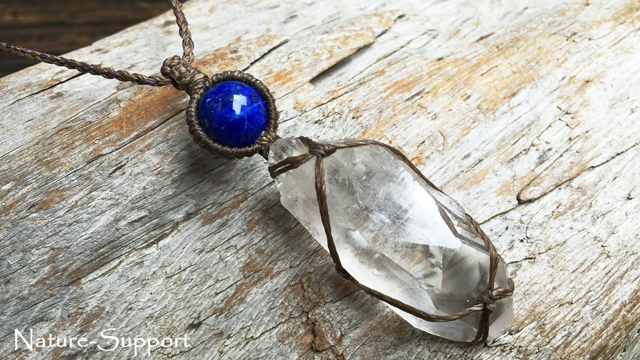 Crystal point and Beads Macrame Necklace Tutorial 水晶ポイントネックレスの作り方